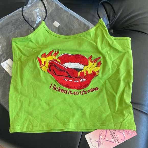 “I licked so it’s mine” spaghetti strap tank! 💚❤️‍🔥 - Picture 2 of 3
